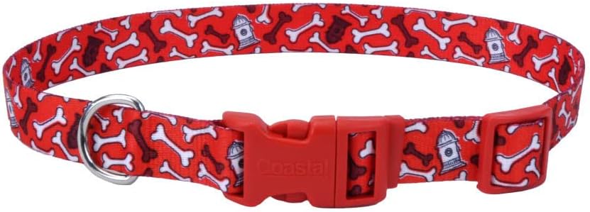 Coastal 3/8in Attire Dog Collar Red Bone Small/Medium