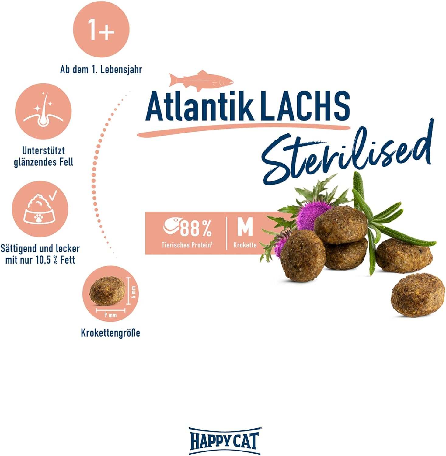 Happy Cat Adult Sterilised Atlantik-Lachs (Atlantic Salmon) - 1.3 KG