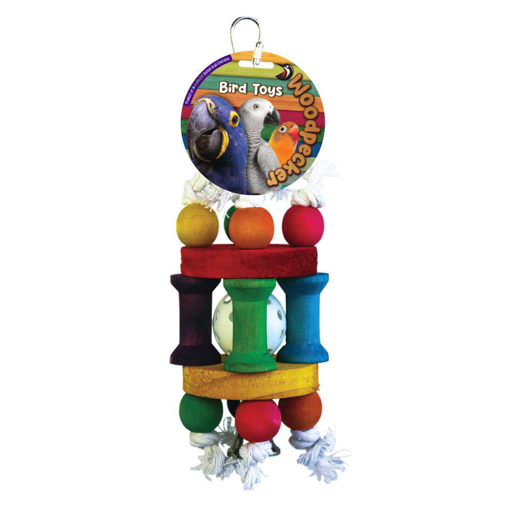 Woodpecker Bird Toy Bell Cage With Bell 26*7.5 Cms