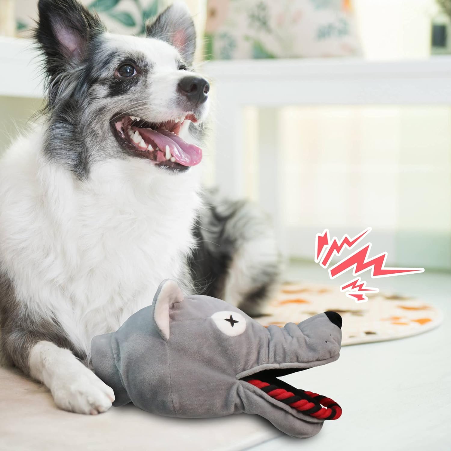 Plush Pet Wolf Head Dog Toy - 1pc
