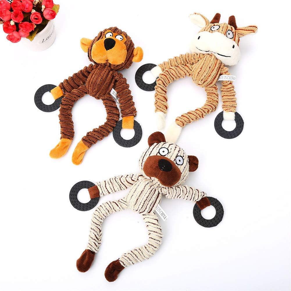 Plush Pet Squeakz Hangers Zebra, Deer, Monkey Dog Toy - 1pc