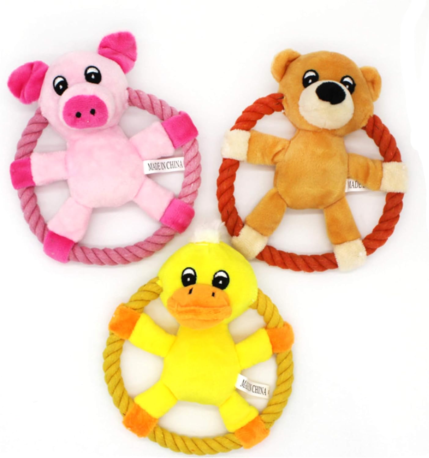 Plush Pet Squeakz Spinnnerz Ducky/Piggy/Beary Dog Toy - 1pc