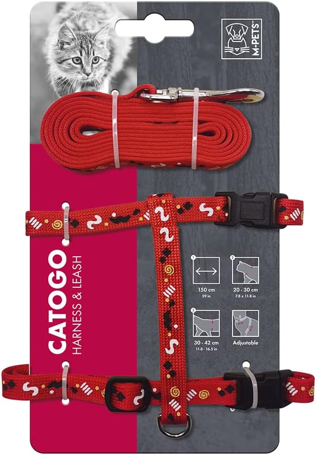 M-Pets Catogo Cat Harness & Leash Set Red