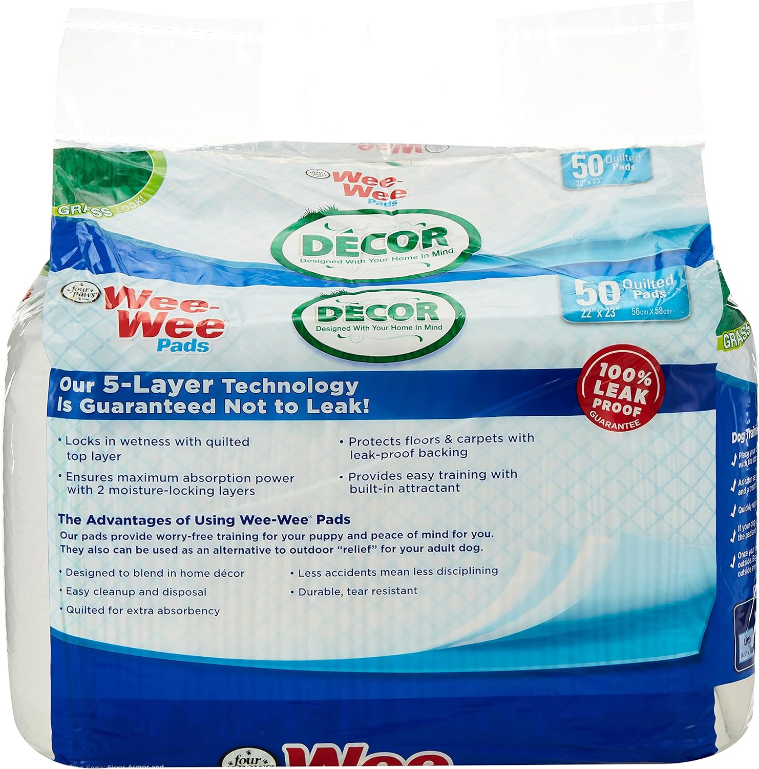 Four Paws Wee-Wee Pads Decor Grass 50Ct