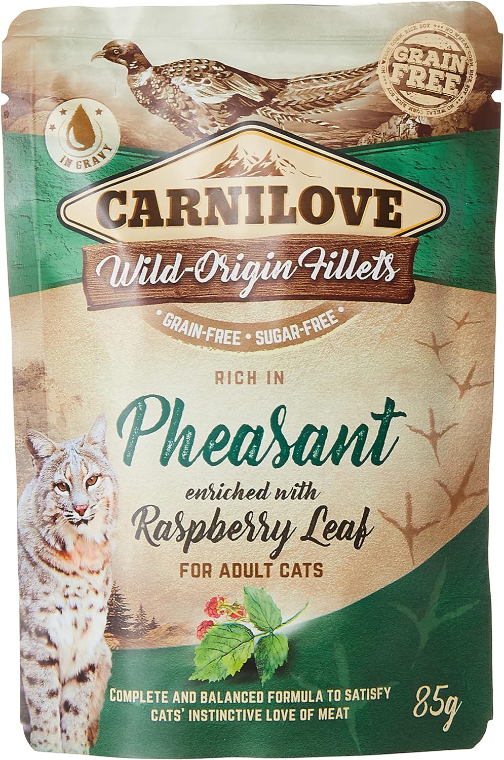 Carnilove Pheasant enriched with Raspberry Leaves for Adult Cats (Wet Food Pouches) 85g