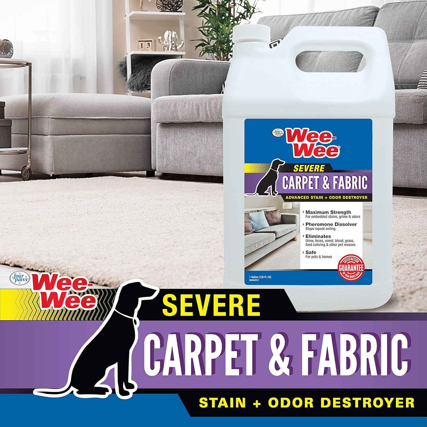 Four Paws Wee-Wee Carpet & Fabric Cleaner Severe Stain & Odor Remover 128 oz.