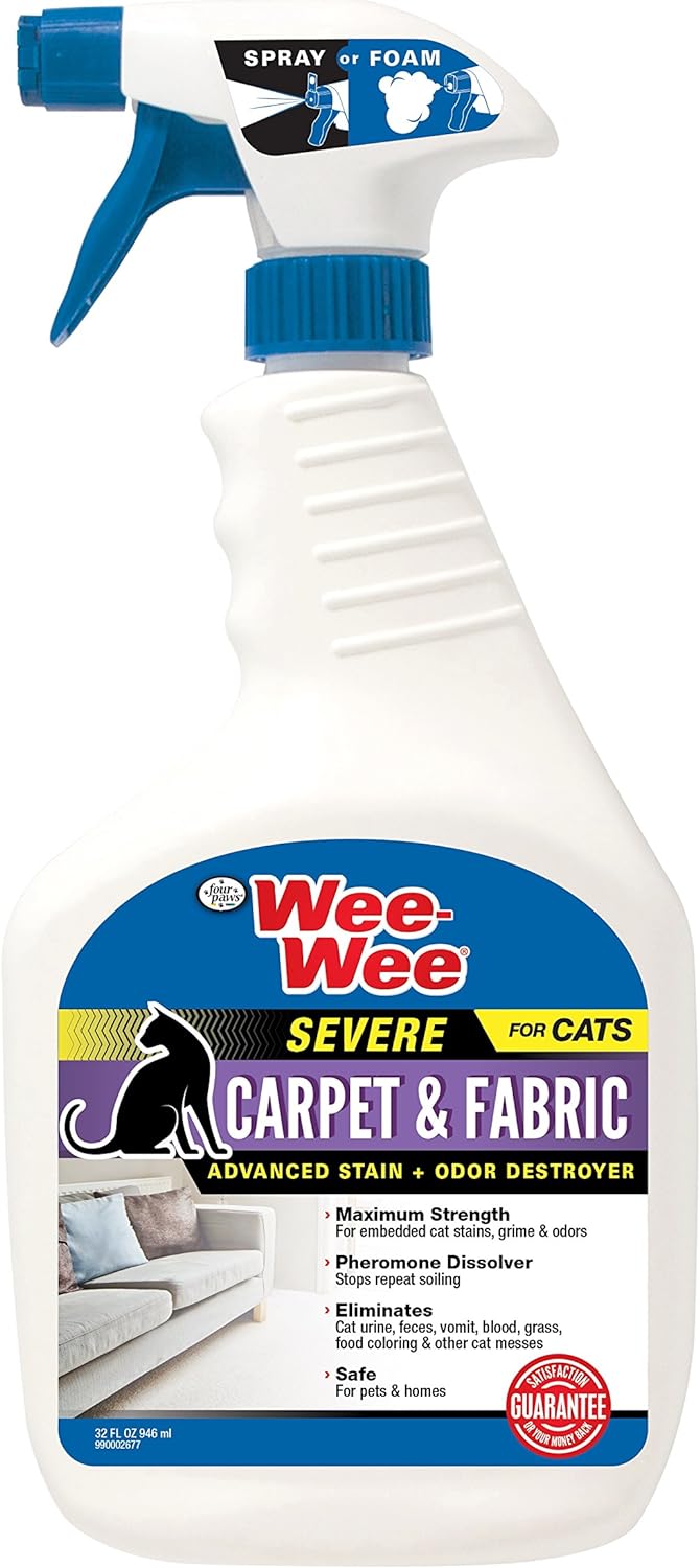 Four Paws Wee Wee Cat Carpet & Fabric Severe Stain & Odor Destroyer 12/32oz