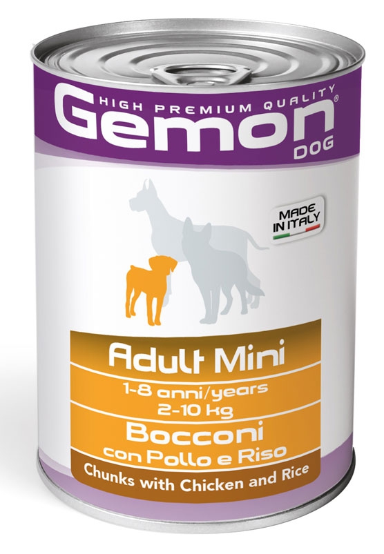 Gemon Dog Wet Food - Chunks Adult Medium with Chicken and Rice 415gm