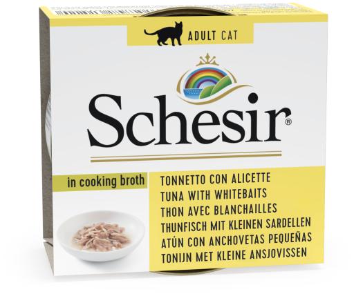 Schesir Cat Can Broth-Wet Food Tuna With Whitebait 70g