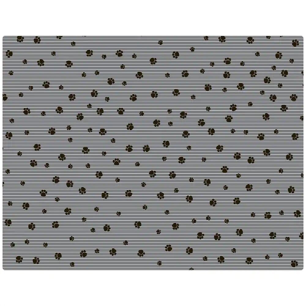 Drymate Grey Stripe Black Paw Scented Cat Litter Mat 28 x 36 Inches