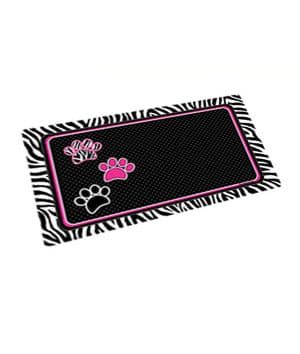 Drymate Black with 3 Paws Zebra Border Pet Bowl Place Mat 12 x 20 inches