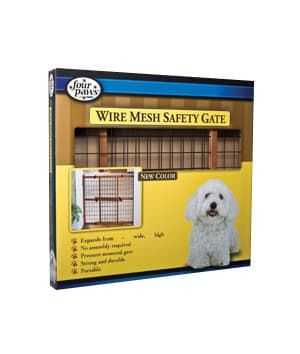 Four Paws Wire Mesh Safety Gate with Coated Wire, Mahogany Stain 32 and
