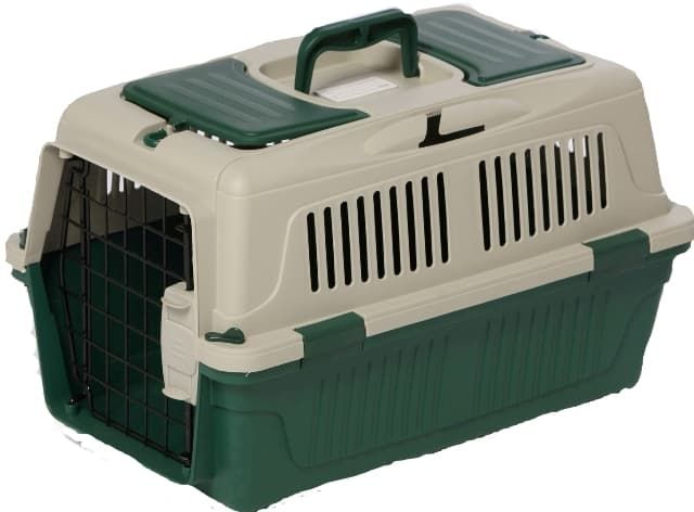 Nutrapet Dog Cat Carrier Box Closed Top Dark Green L63CmsX W41CmsX H40 Cms