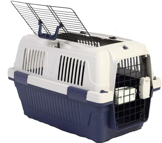 Nutrapet Dog Cat Carrier Open Grill Top Dark Blue Box L57Cms X W37Cms X H35 Cms