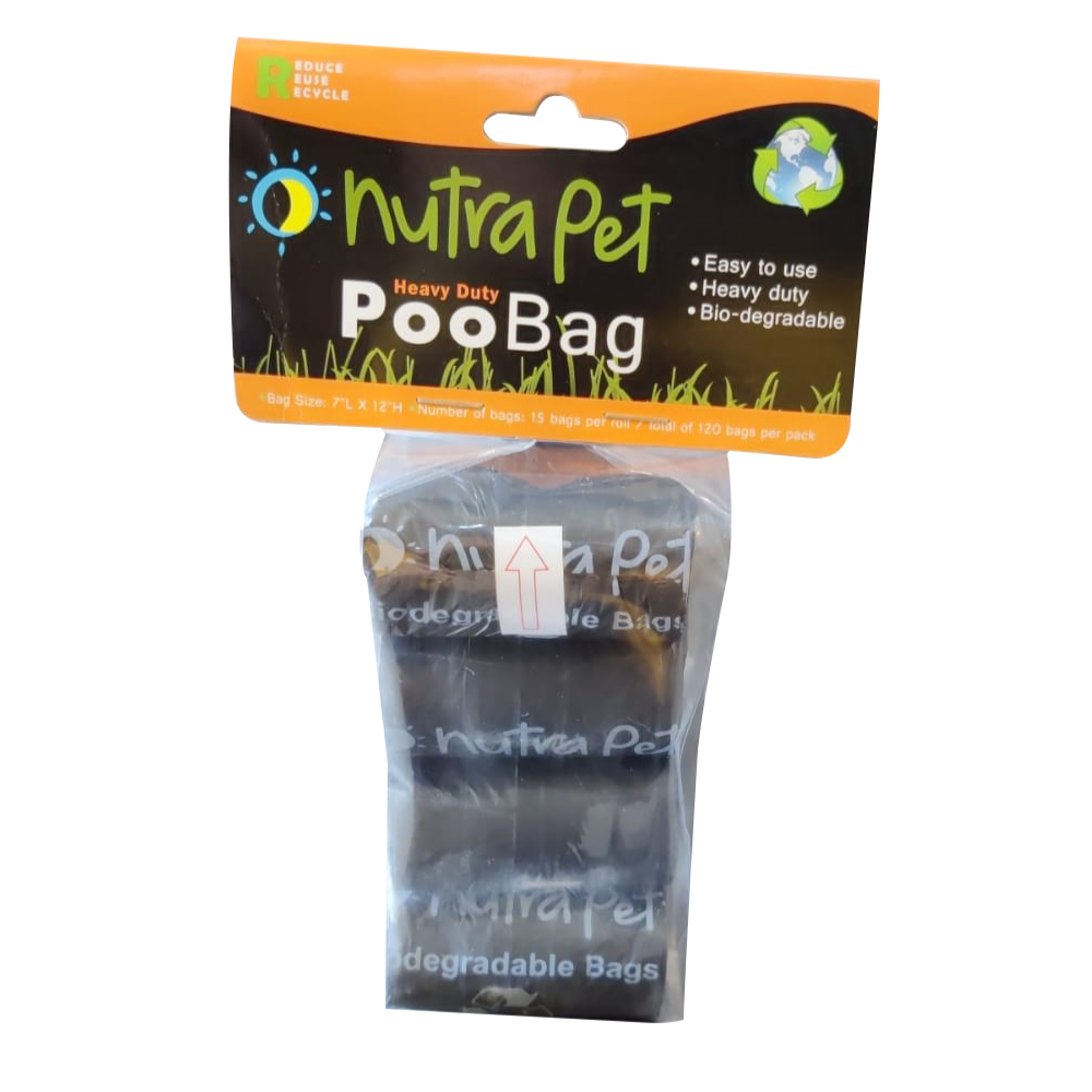 Nutrapet Black Poo Bags 4 Rolls with Header Card