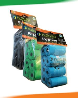 Nutrapet Blue Poo Bags 8 Rolls with Header Card