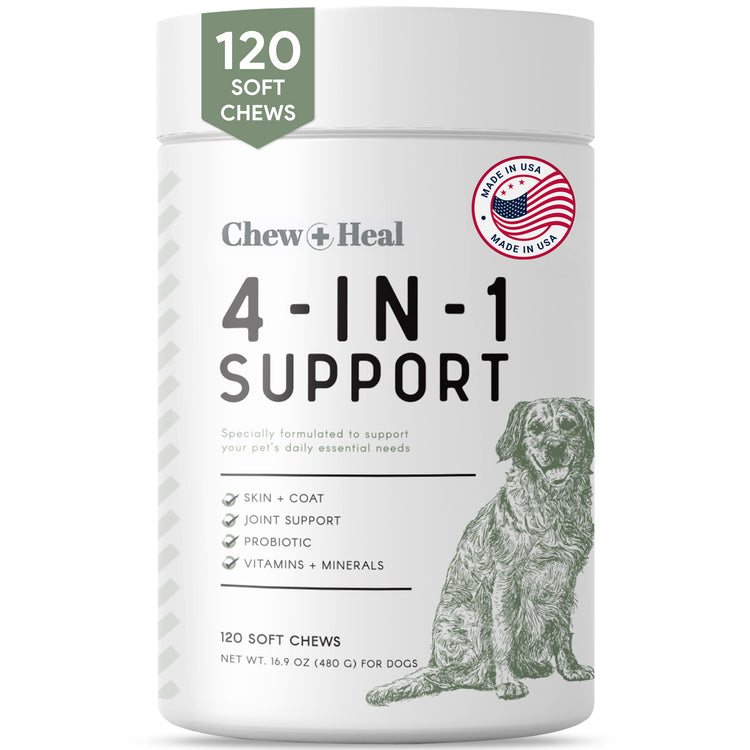 Chew & Heal - 4-In-1 Support Multivitamin Dog Supplement - 250gm