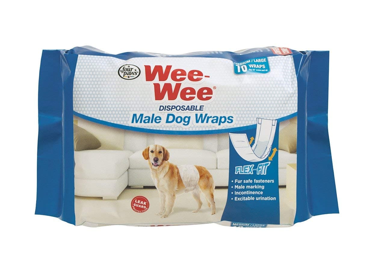 Four Paws Wee-Wee Disposable Male Dog Wraps Medium/Large