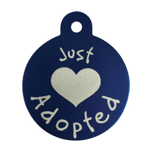 JUST ADOPTED - Pet Tag one side printed Circle Large BLUE