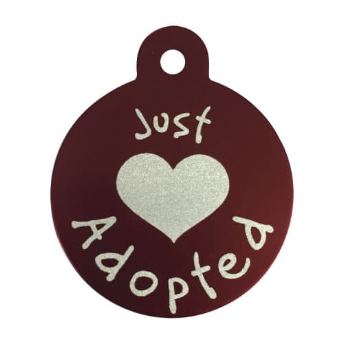 JUST ADOPTED - Pet Tag one side printed Circle Large RED