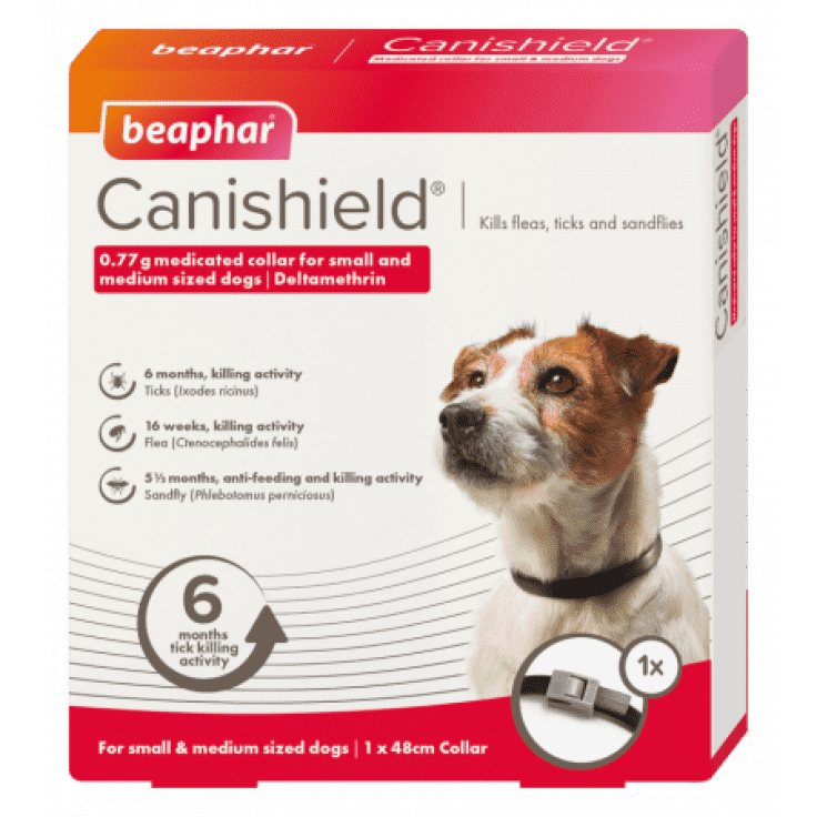 BEAPHAR CANISHIELD FLEA & TICK COLLAR (DELTAMETHRIN) - SMALL & MEDIUM DOGS