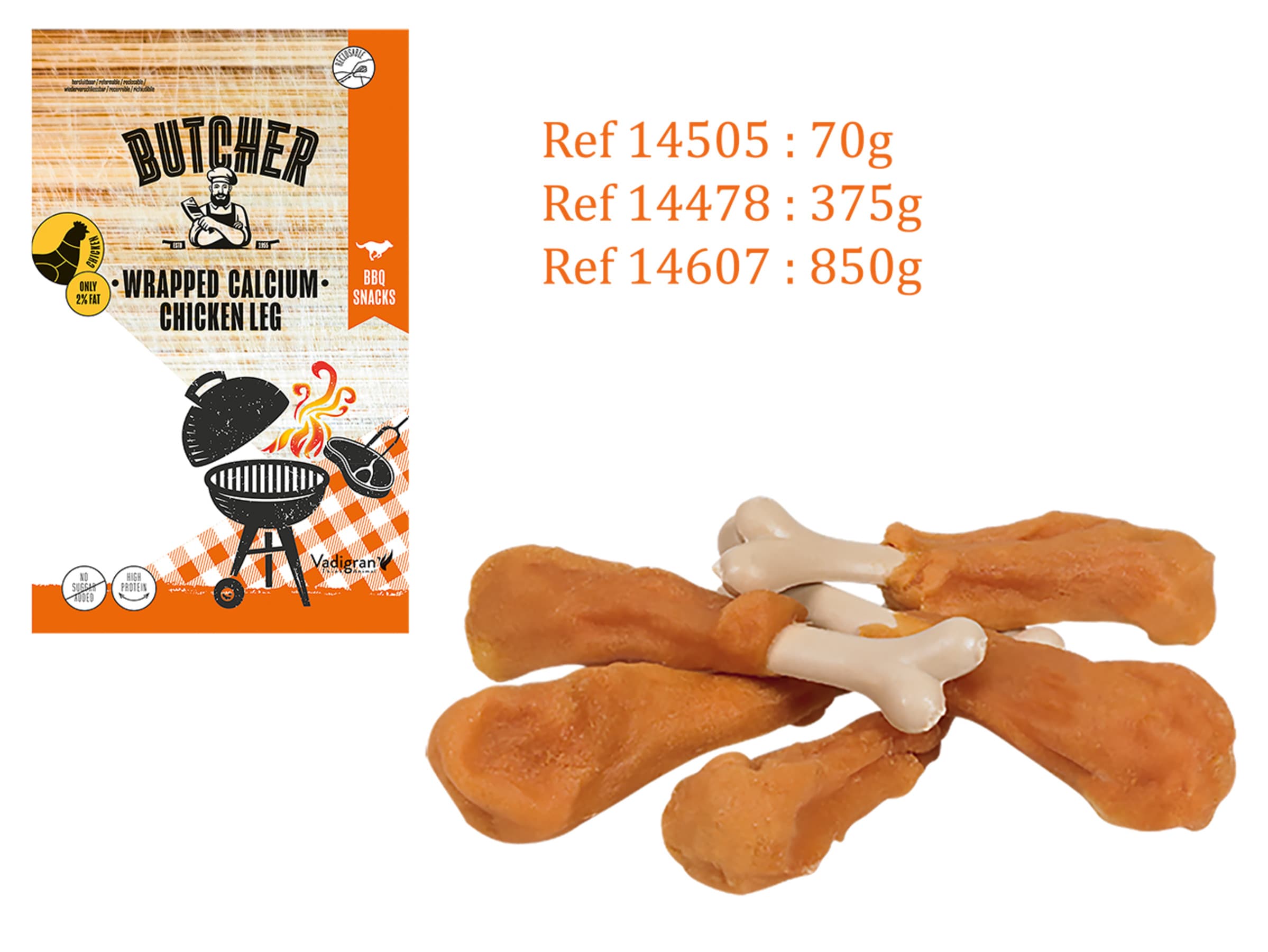 Vadigran Butcher Chicken Wrapped Calcium chicken leg 70g