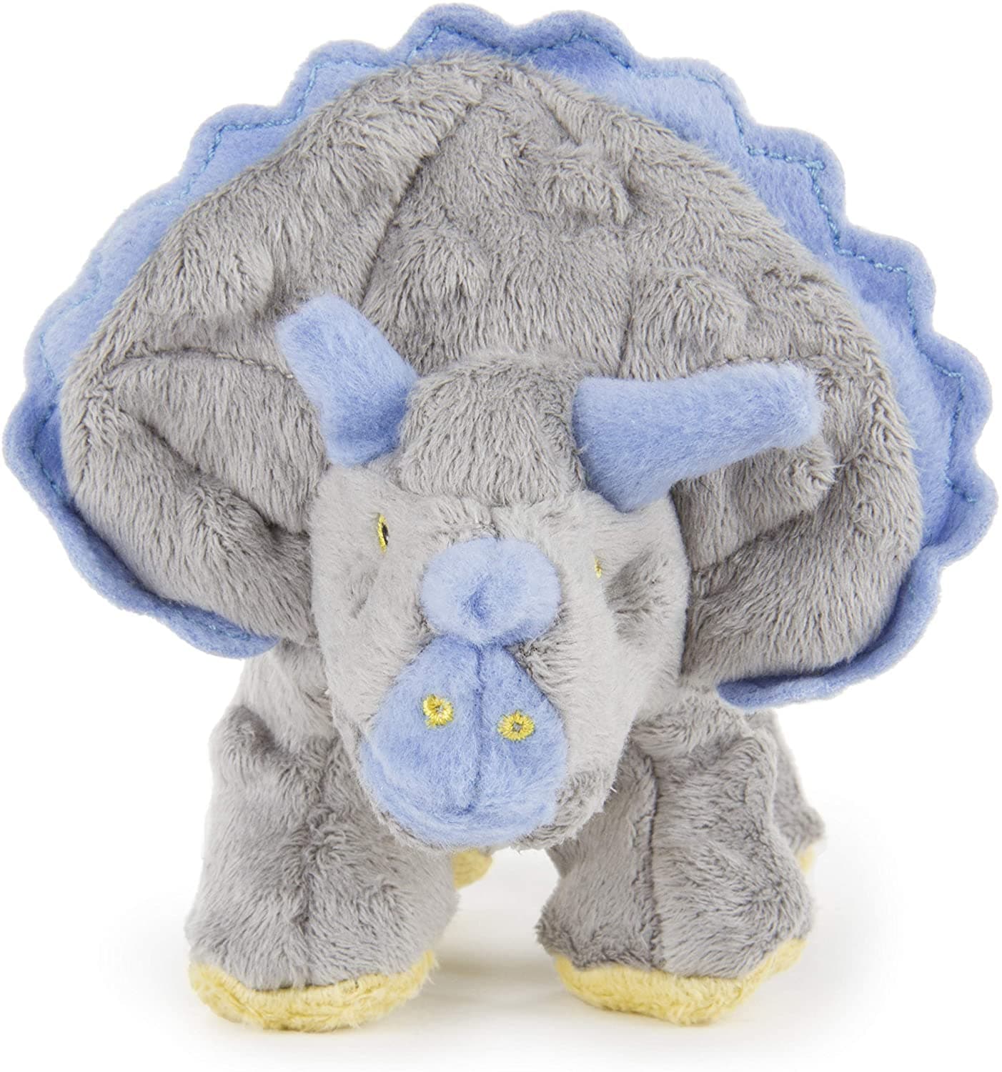 GoDog® Dinos™ Frills™ with Chew Guard Technology™ Durable Plush Squeaker Dog Toy, Gray, Small
