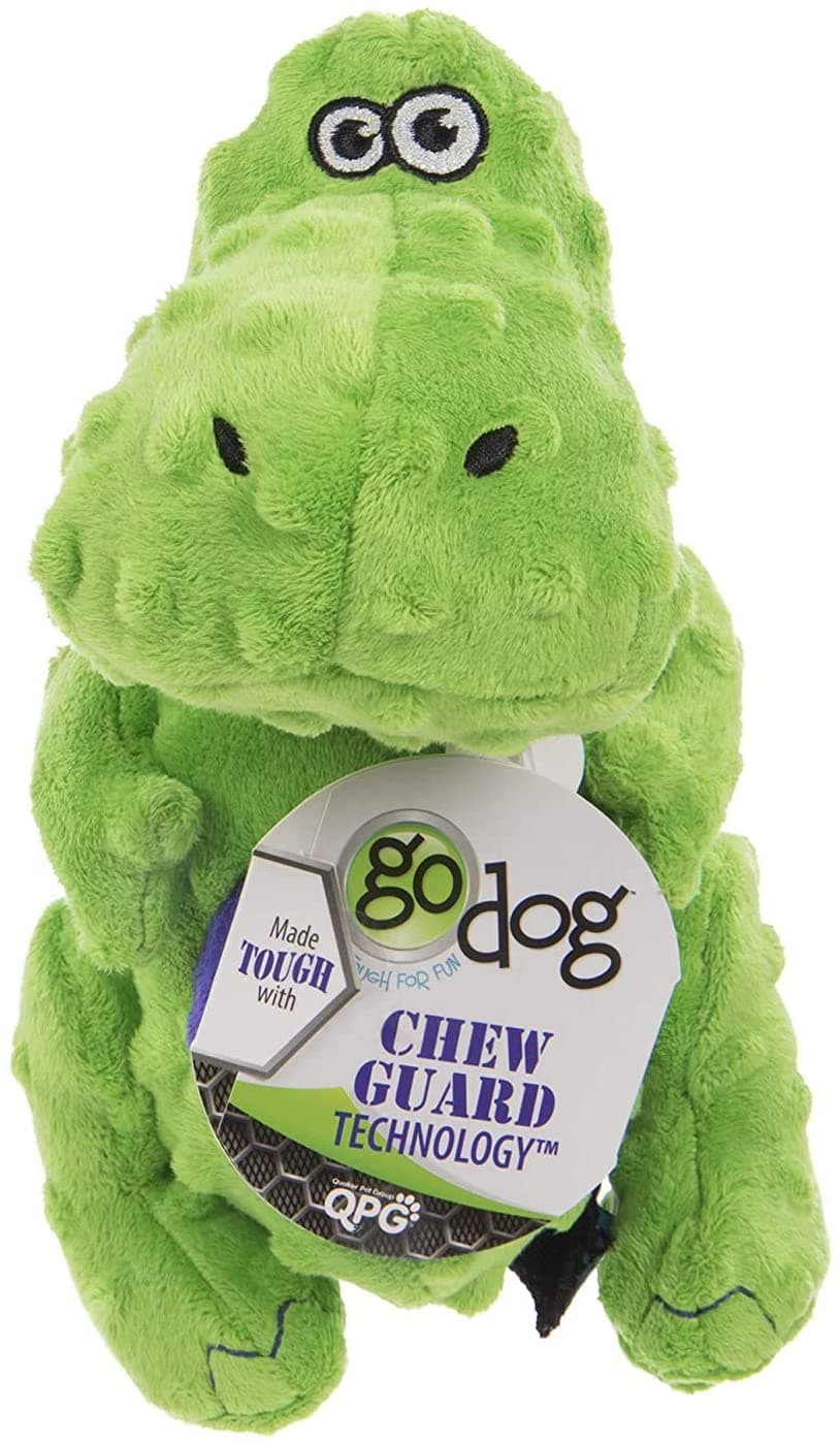 GoDog® Dinos™ T-Rex™ with Chew Guard Technology™ Durable Plush Squeaker Dog Toy, Green, Mini (Just for Me™)