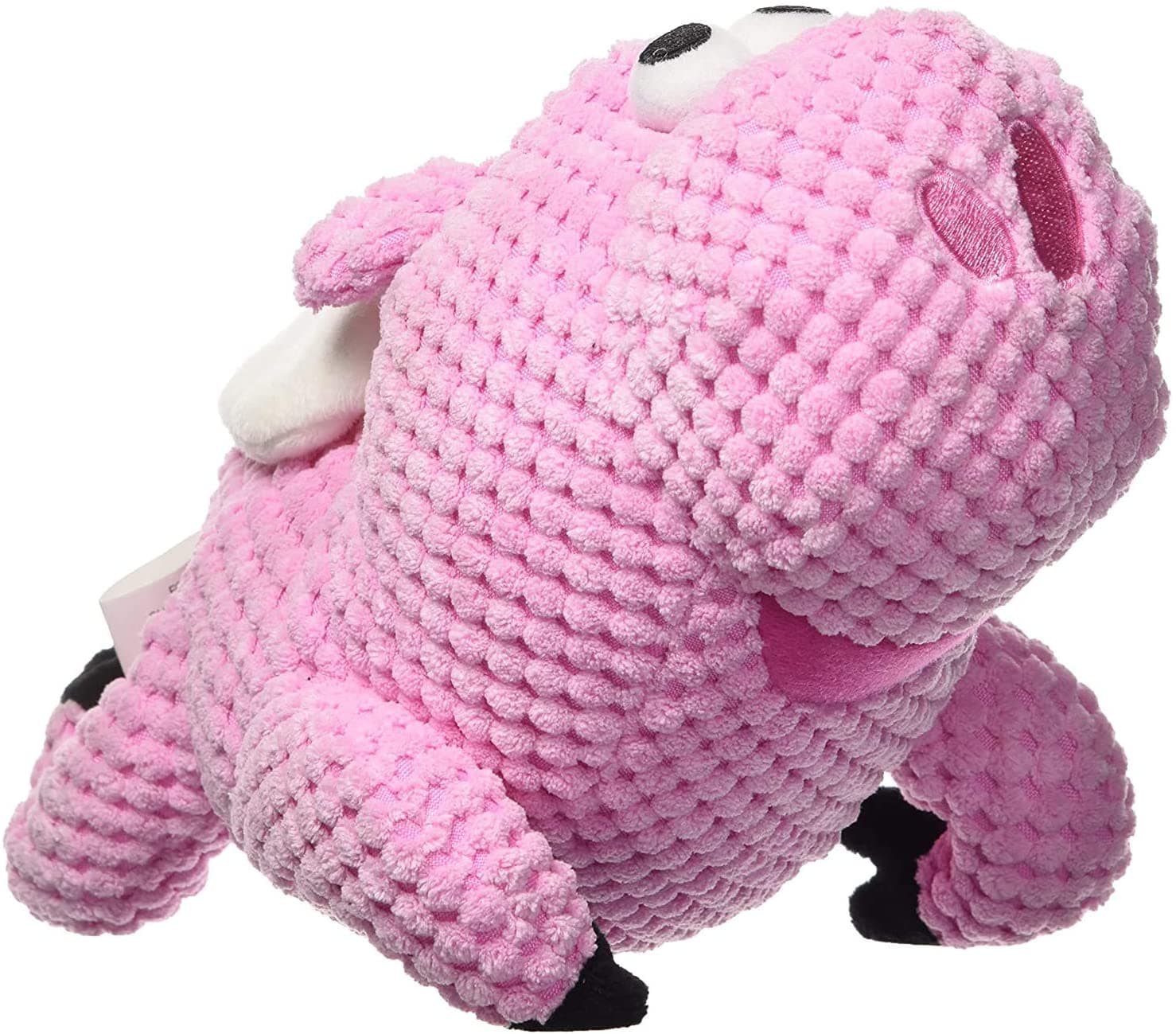 GoDog® Checkers™ Flying Pig with Chew Guard Technology™ Durable Plush Squeaker Dog Toy, Pink, Mini, (Just for Me™)