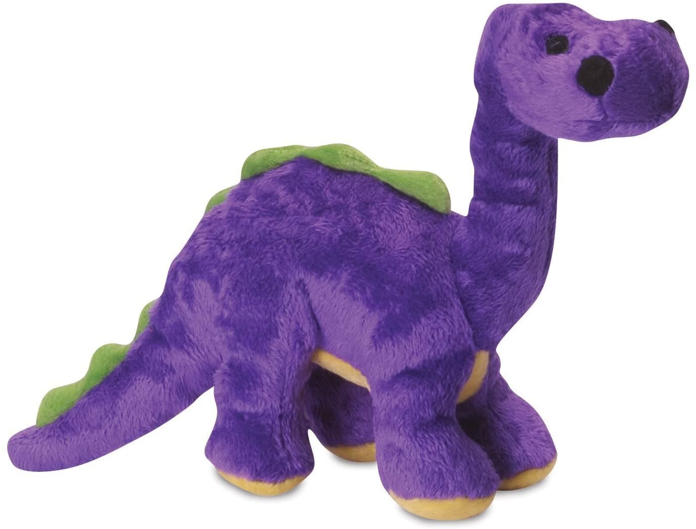 GoDog® Dinos™ Bruto™ with Chew Guard Technology™ Durable Plush Squeaker Dog Toy, Purple, Mini (Just for Me™)