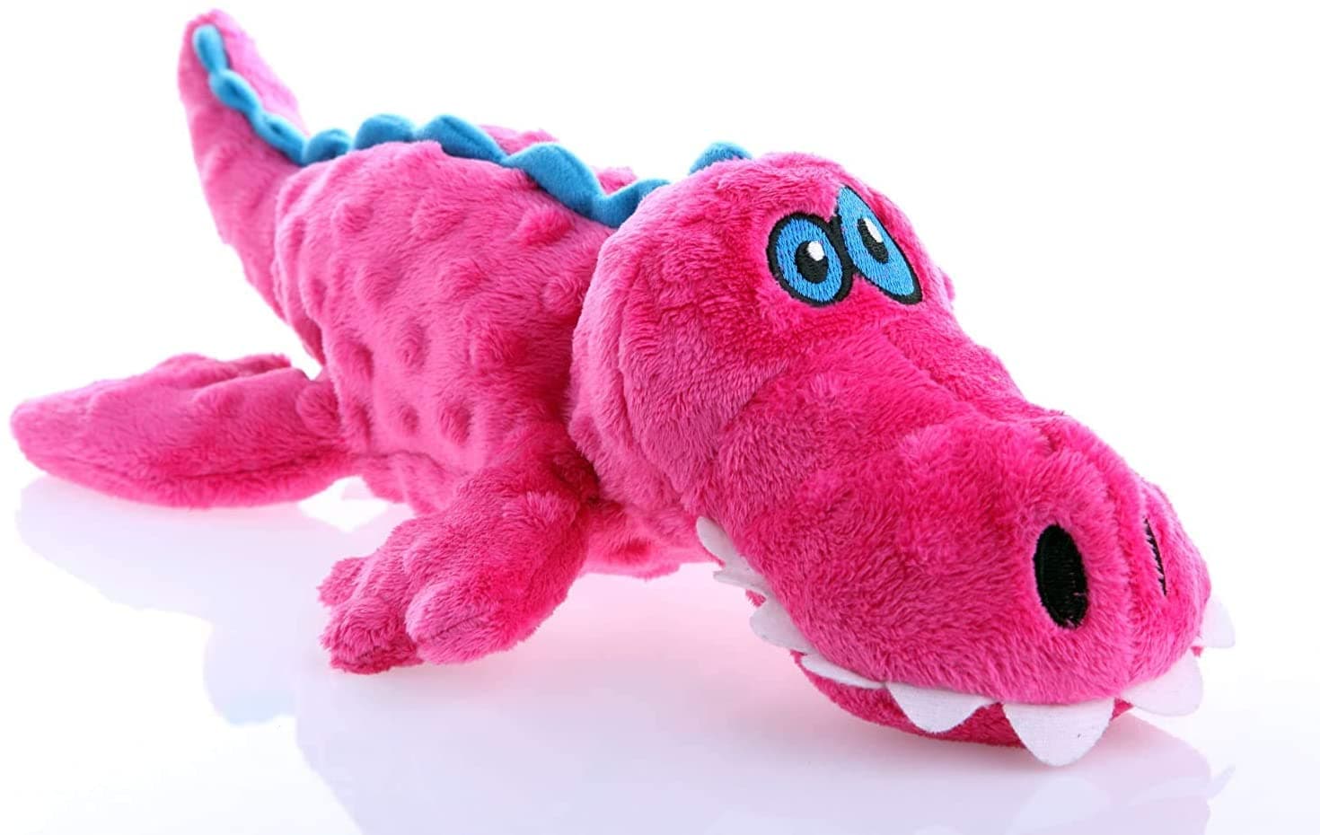 GoDog® Gators with Chew Guard Technology™ Durable Plush Squeaker Dog Toy, Pink, Large