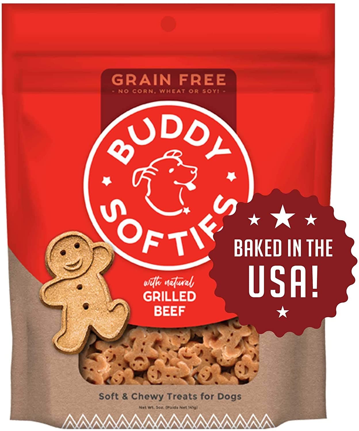 Buddy Biscuits Grain Free Chewy Treats with Grilled Beef - 5 oz.
