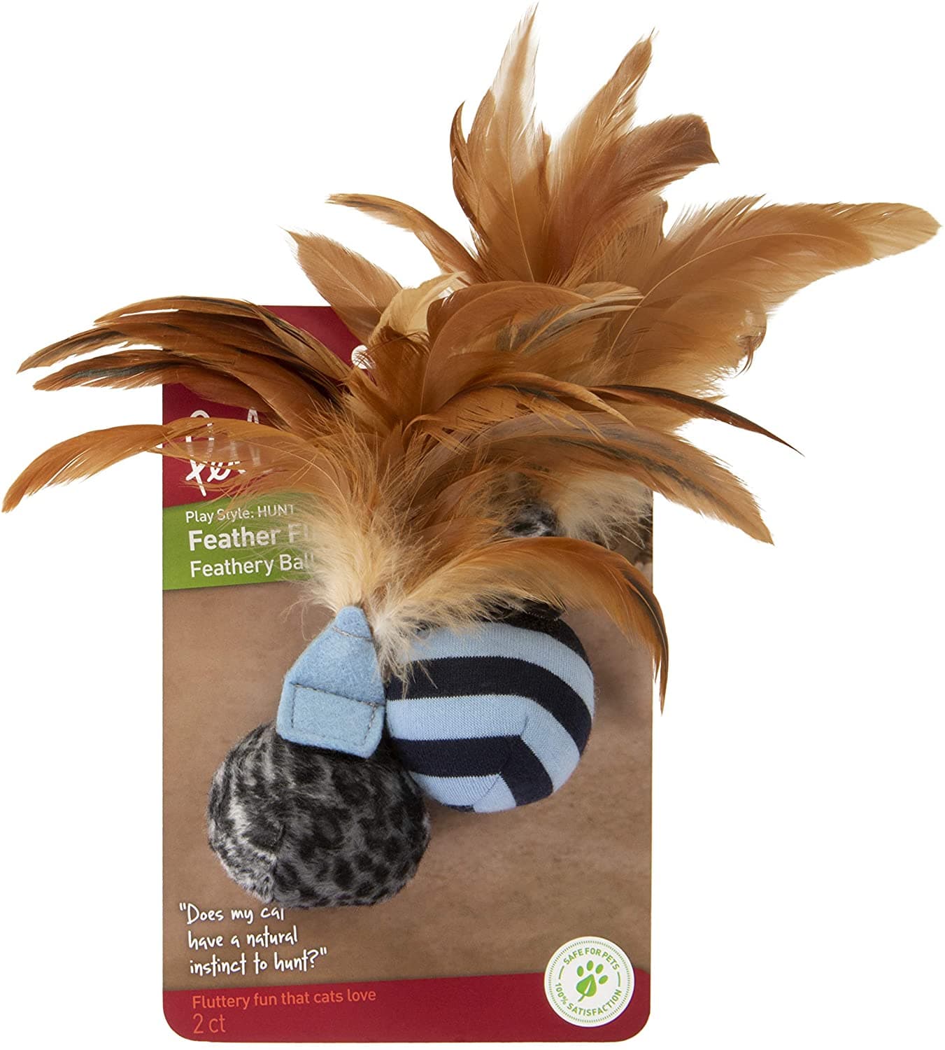 Petlinks® Feather Flips™ Plush Ball Feather Cat Toys, Set of 2