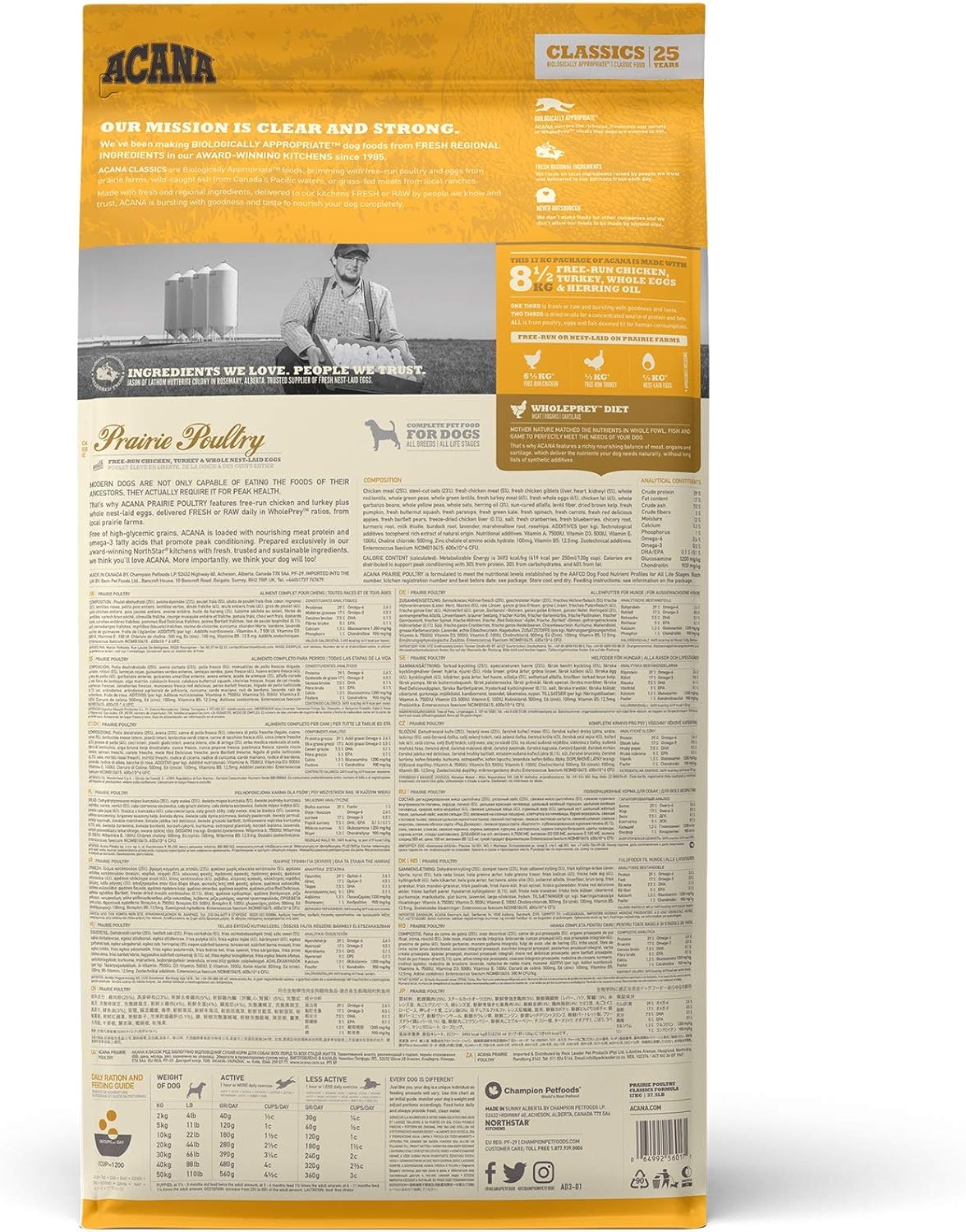 Acana Classic Prairie Poultry Recipe Dry Dog Food - 14.5Kg