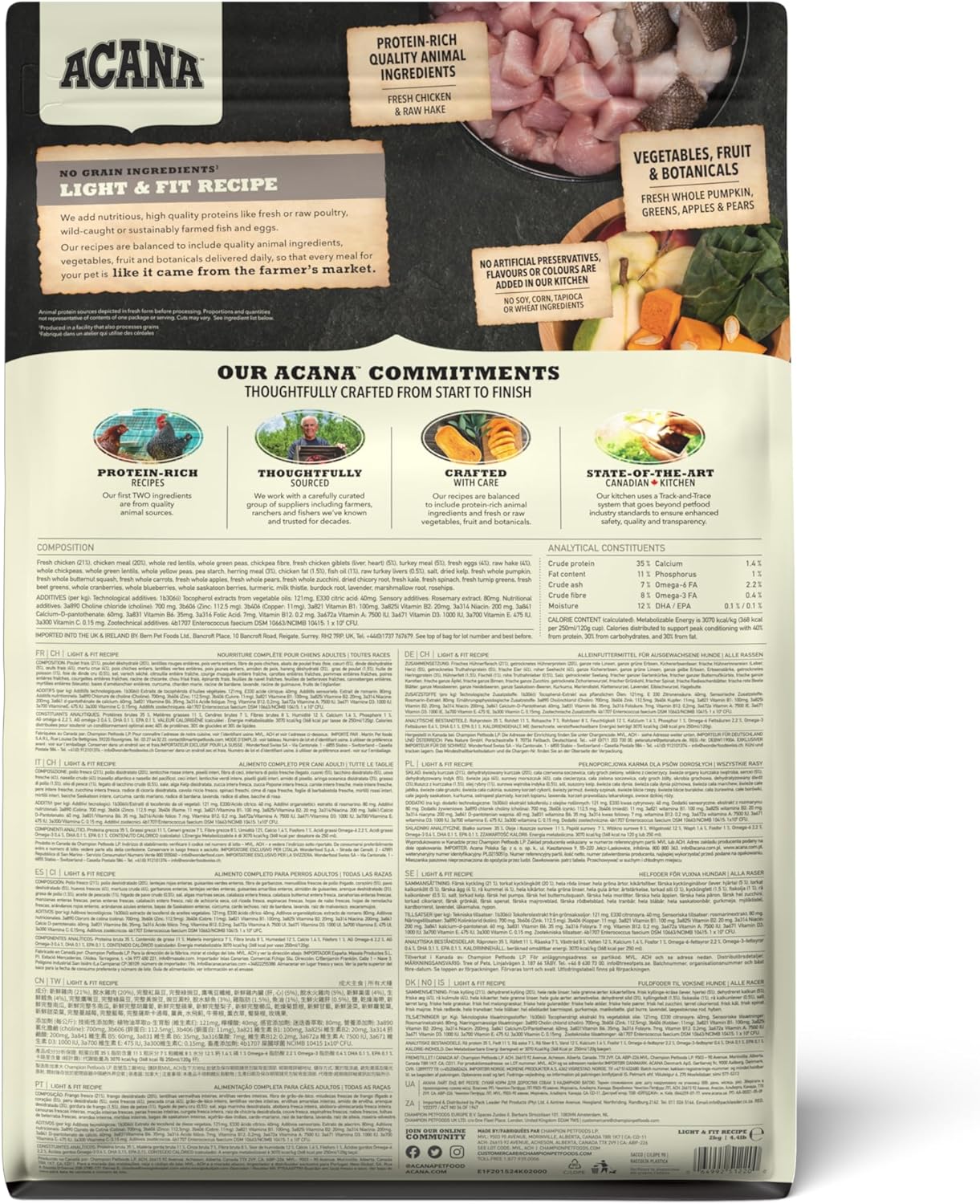 Acana Light and Fit Recipe Dry Dog Food - 6Kg