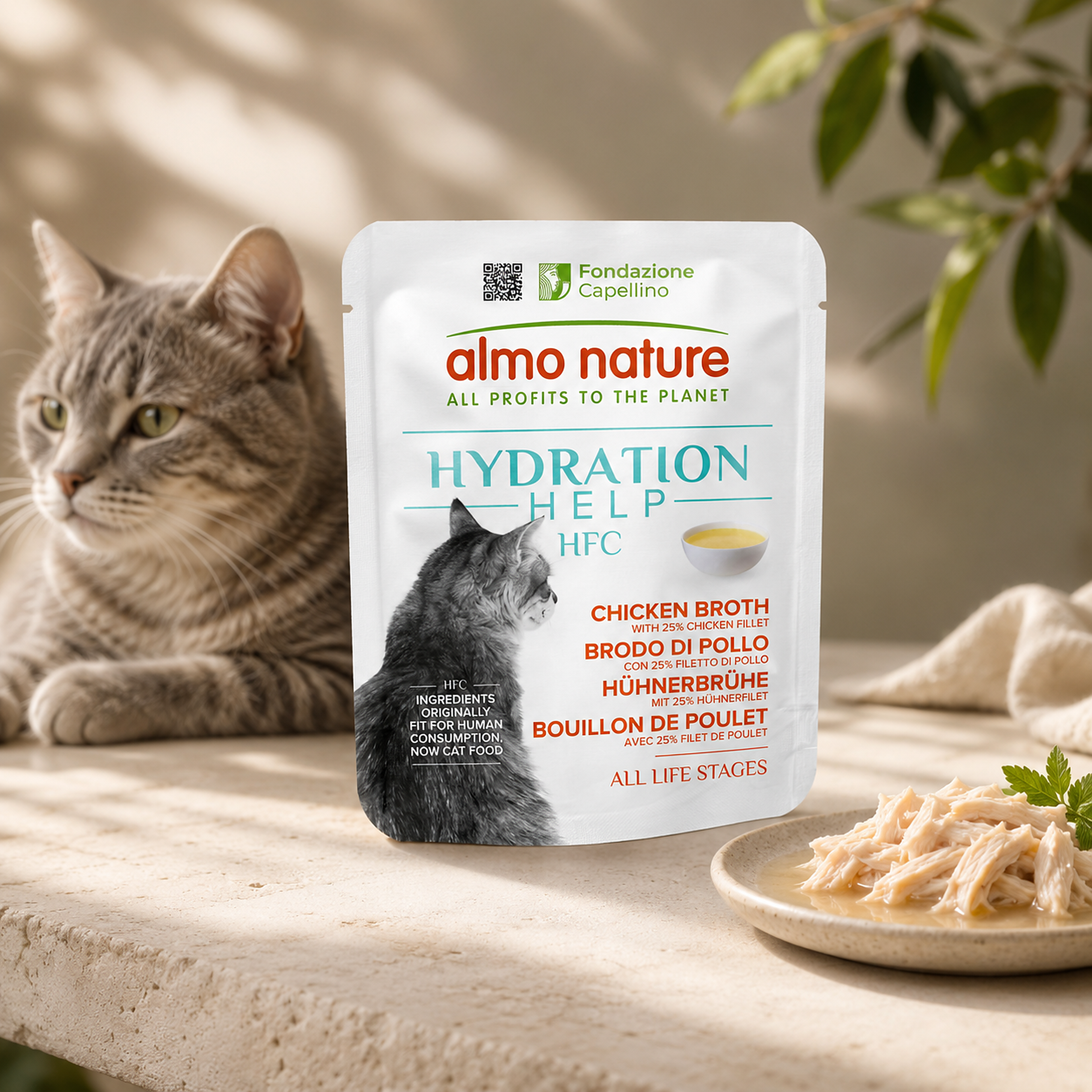 Almo Nature Hydration Help Chicken Broth with Chicken Fillet Wet food 50 g - Pack of 12