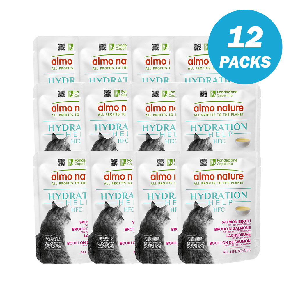Almo Nature Hydration Help Salmon Broth with Salmon Fillet Wet food 50 g - Pack of 12