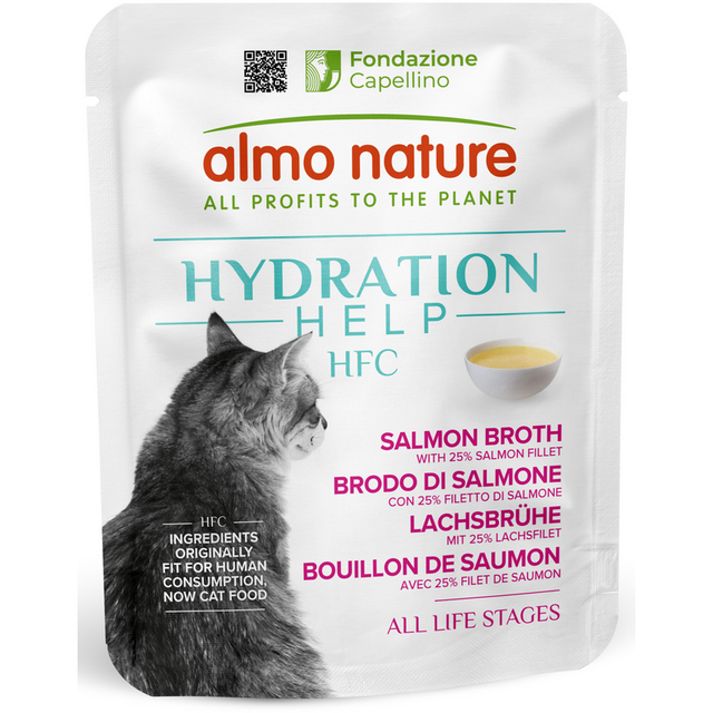 Almo Nature Hydration Help Salmon Broth with Salmon Fillet Wet food 50 g - Pack of 12