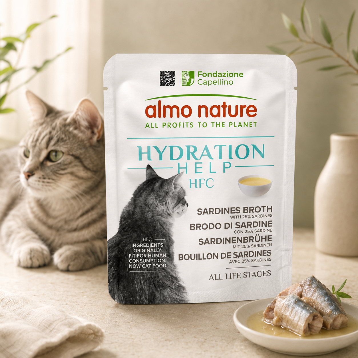 Almo Nature Hydration Help Sardines Broth with Sardines Wet food 50 g - Pack of 12