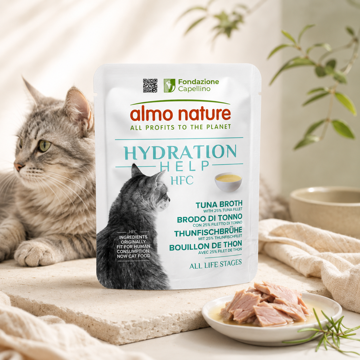 Almo Nature Hydration Help Tuna Broth with Tuna Fillet Wet food 50 g - Pack of 12