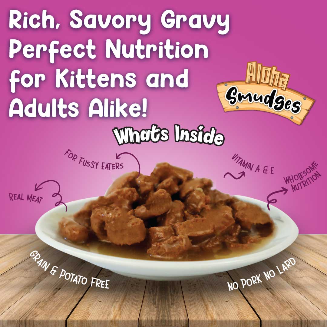 Aloha Smudges Chicken Adult Cat wet food in Gravy 85g Pouch Pack of 12