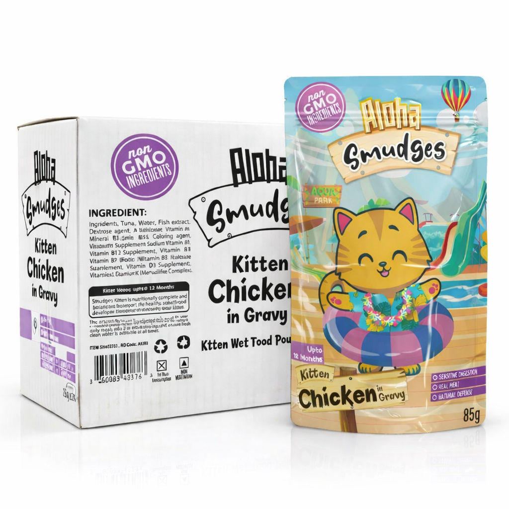 Aloha Smudges Chicken Kitten Cat wet food in Gravy 85g Pouch Pack of 12