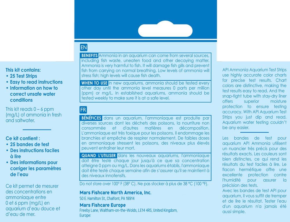 API Ammonia NH3/NH4 Test Strips, 25 count