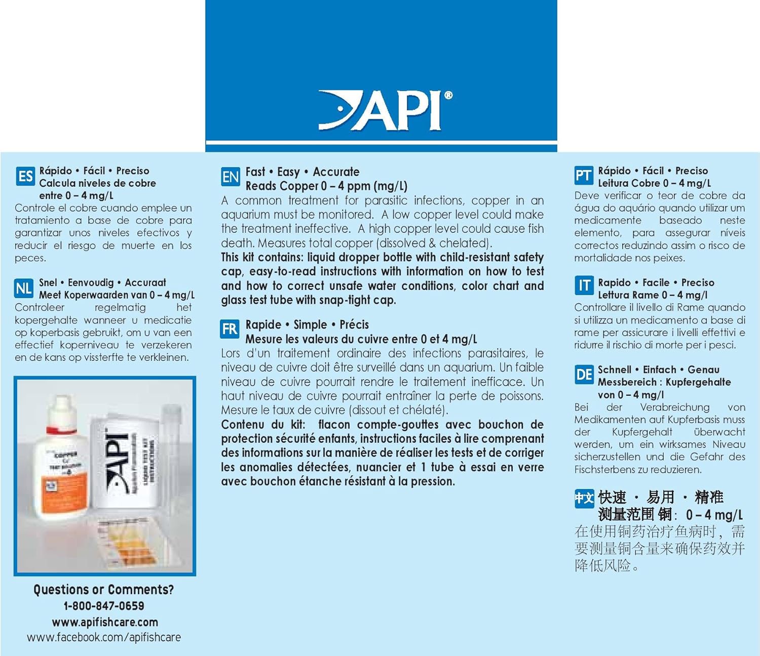 API Copper Cu+ Freshwater & Saltwater Aquarium Test Kit, 90 count