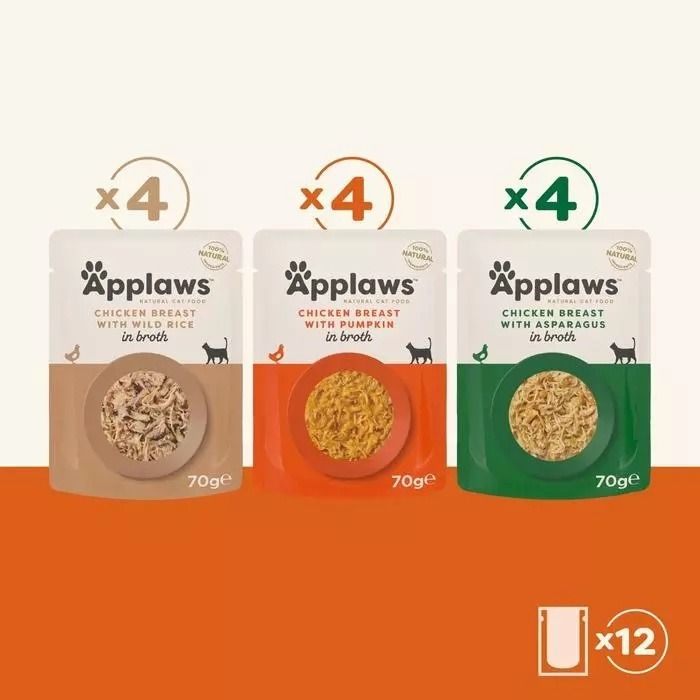 Applaws Chicken Multipack Adult Wet Cat Food Pouch 12 x 70g