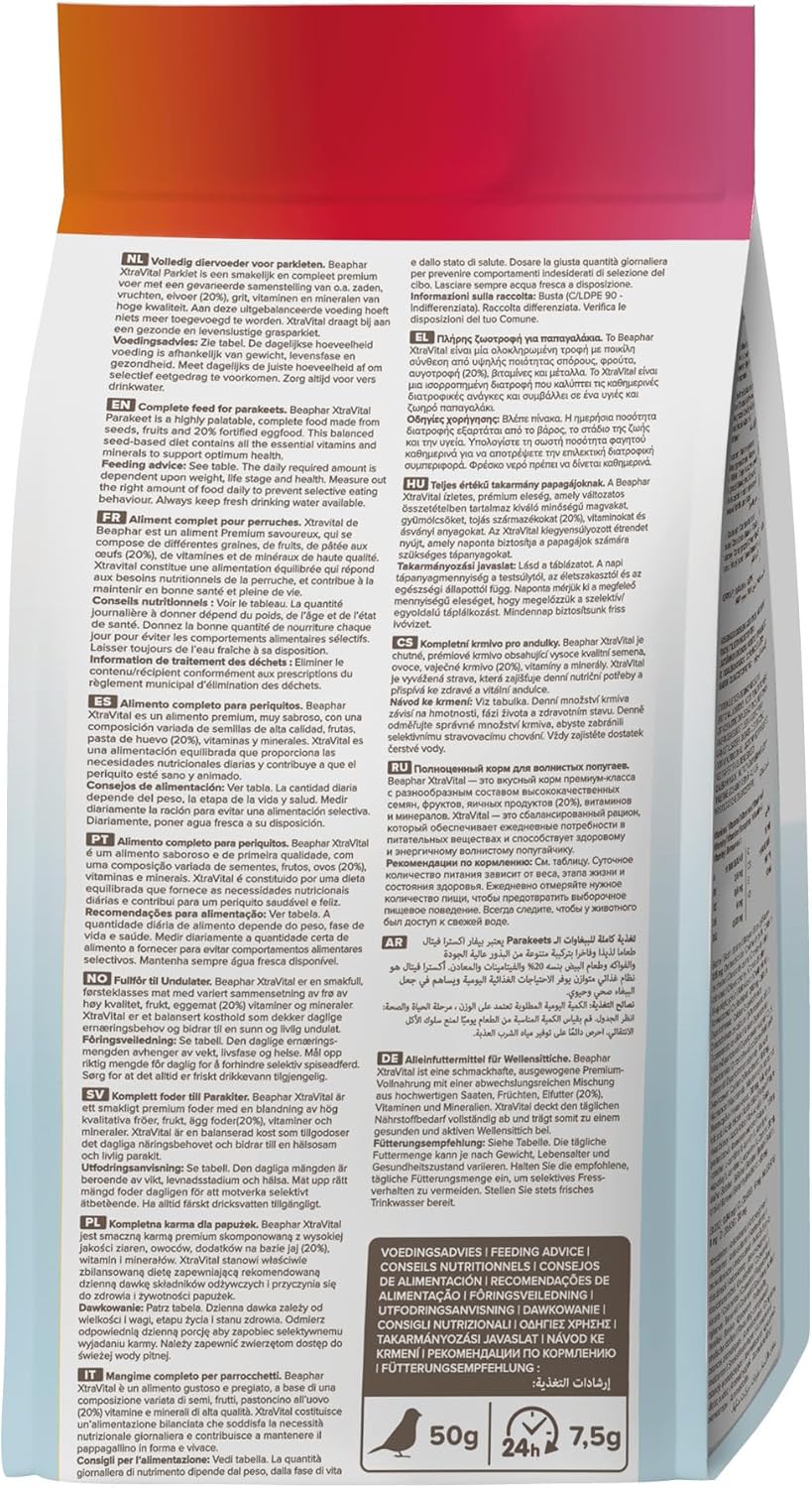Beaphar XtraVital Parakeet Complete Bird Food 1 kg