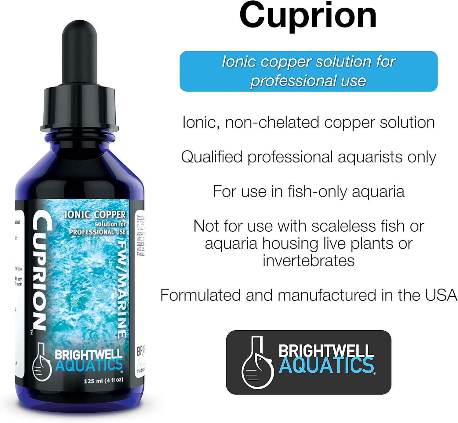 Brightwell Aquatics Cuprion Stabilized Ionic Copper Solution, 125 ml