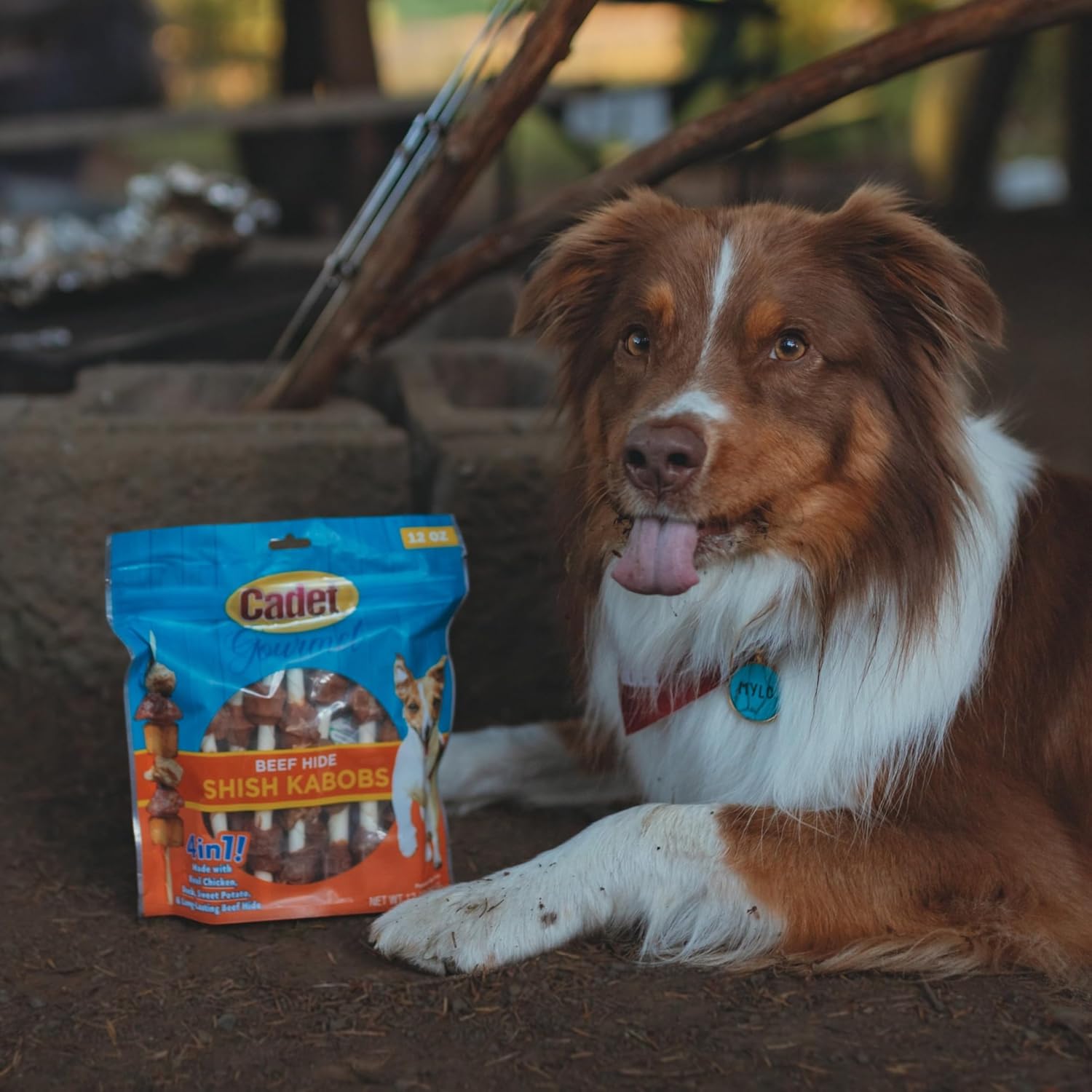 Cadet 4 oz. Beef Hide Shish Kabobs (Rawhide Twist Sticks wrapped in Chicken, Duck & Sweet Potato) Dog Treats & Chews