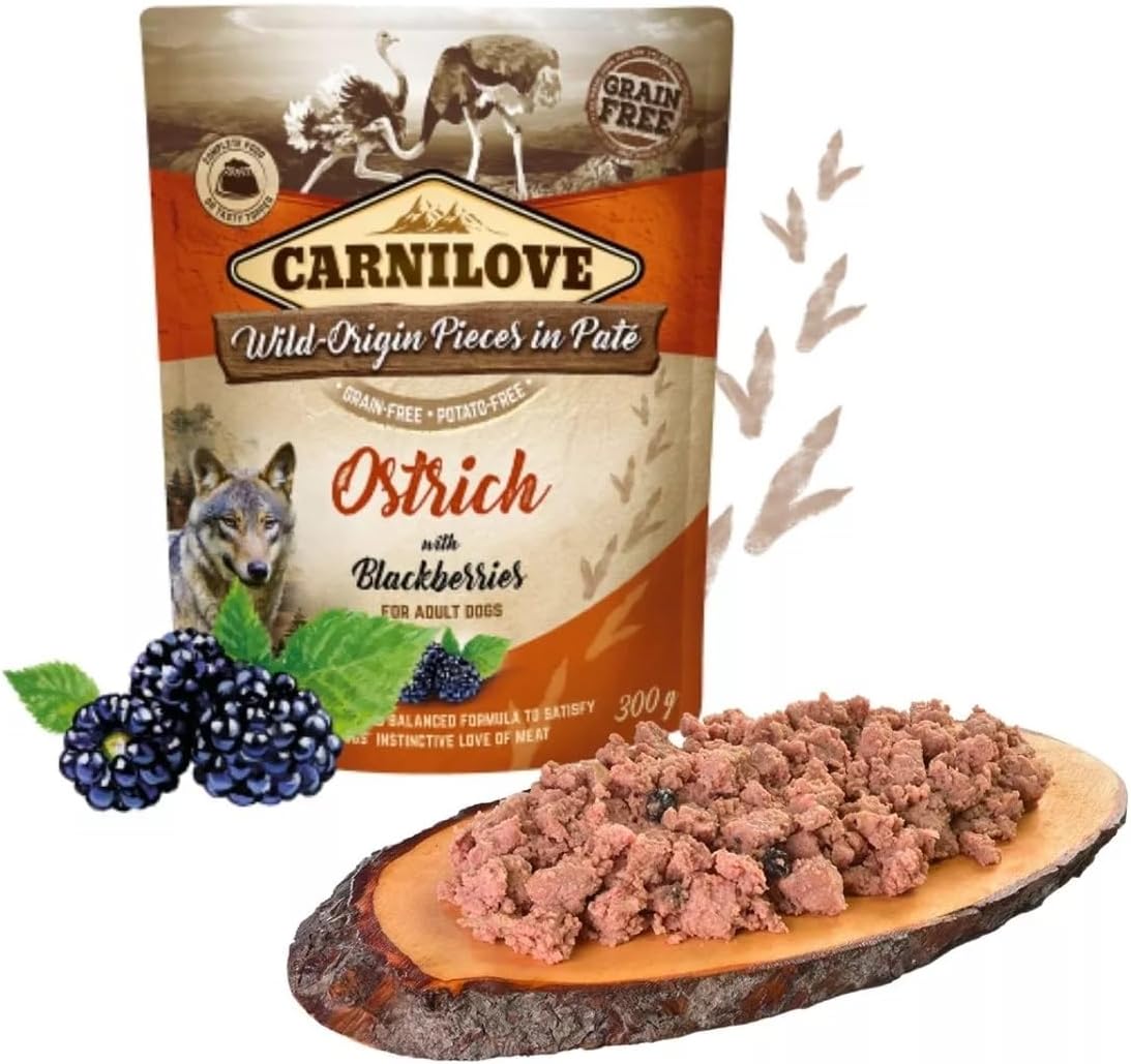 Carnilove Ostrich with Blackberries for Adult Dogs (Wet Food Pouches) 300g
