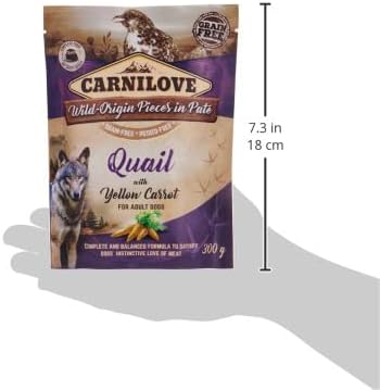 Carnilove Quail with Yellow Carrot for Adult Dogs (Wet Food Pouches) 12x300g